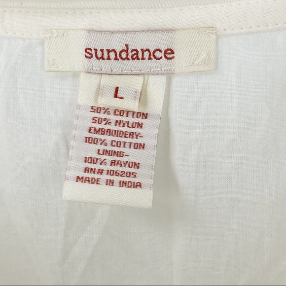 Sundance Lace Patchwork Short Sleeve Tunic Top Womens Large Cream | N697 - Picture 5 of 7